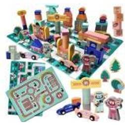 Ikonka WOODEN BLOCKS EDUCATIONAL CITY PUZZL. [Levering: 6-14 dage]